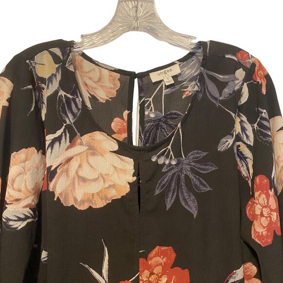 UMGEE Women's Size S Dress Dark Green Floral Boho Roses Granny Popover Romantic - Picture 2 of 8